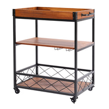 Load image into Gallery viewer, 3 Tier Kitchen Serving Trolley Cart Wood Tray