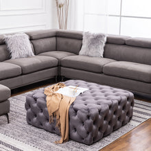 Load image into Gallery viewer, 100CM Square Velvet Buttoned Footstool