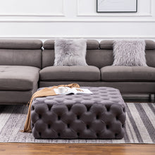 Load image into Gallery viewer, 100CM Square Velvet Buttoned Footstool