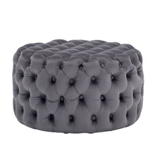 Load image into Gallery viewer, 70CM Round Velvet Buttoned Footstool