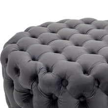 Load image into Gallery viewer, 70CM Round Velvet Buttoned Footstool