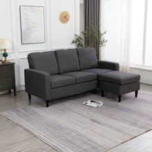 Load image into Gallery viewer, Grey Fine Linen 3 Seater L Shape Sofa
