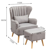 Load image into Gallery viewer, Grey Linen Armchair and Footstool