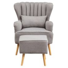 Load image into Gallery viewer, Grey Linen Armchair and Footstool