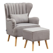 Load image into Gallery viewer, Grey Linen Armchair and Footstool