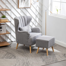 Load image into Gallery viewer, Grey Linen Armchair and Footstool
