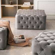 Load image into Gallery viewer, Velvet Buttoned Pouffe