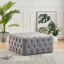 Load image into Gallery viewer, 92CM Square Frosted Velvet Buttoned Footstool