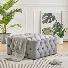 Load image into Gallery viewer, 92CM Square Frosted Velvet Buttoned Footstool