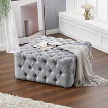 Load image into Gallery viewer, 92CM Square Frosted Velvet Buttoned Footstool