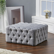 Load image into Gallery viewer, 92CM Square Frosted Velvet Buttoned Footstool