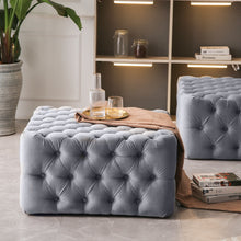 Load image into Gallery viewer, 92CM Square Frosted Velvet Buttoned Footstool