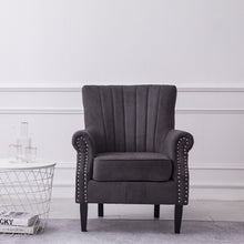 Load image into Gallery viewer, Velvet Tufted Wooden Legs Armchair Grey