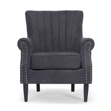 Load image into Gallery viewer, Velvet Tufted Wooden Legs Armchair Grey