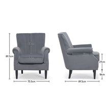 Load image into Gallery viewer, Velvet Tufted Wooden Legs Armchair Grey