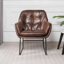 Load image into Gallery viewer, Bronzing Leather Double Layer Padded Chair Armchair
