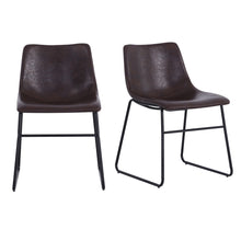 Load image into Gallery viewer, Set of 2 PU Leather Dining Chairs, Dark Brown