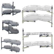 Load image into Gallery viewer, 2 Tier Corner Pull Out Shelving Unit Kitchen Storage Cabinet Tray