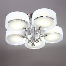 Load image into Gallery viewer, 5-Light Modern Round Acrylic LED Semi Flush Mount with Crystal Accent