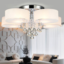 Load image into Gallery viewer, 5-Light Modern Round Acrylic LED Semi Flush Mount with Crystal Accent