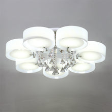 Load image into Gallery viewer, 7-Light Modern Round Acrylic LED Semi Flush Mount with Crystal Accent