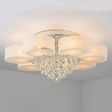 Load image into Gallery viewer, 7-Light Modern Round Acrylic LED Semi Flush Mount with Crystal Accent