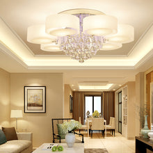 Load image into Gallery viewer, 7-Light Modern Round Acrylic LED Semi Flush Mount with Crystal Accent