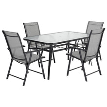 Load image into Gallery viewer, Garden Ripple Rectangular Table With Umbrella Hole with 4 Folding Chairs