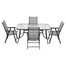 Load image into Gallery viewer, Garden Ripple Rectangular Table With Umbrella Hole with 4 Folding Chairs