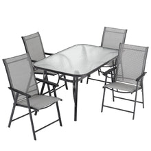 Load image into Gallery viewer, Garden Ripple Rectangular Table With Umbrella Hole with 4 Folding Chairs