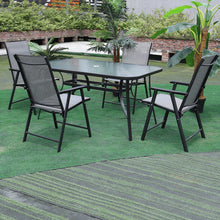 Load image into Gallery viewer, Garden Ripple Rectangular Table With Umbrella Hole with 4 Folding Chairs