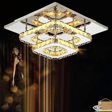Load image into Gallery viewer, Modern Double-tiers Median-size Crystal Square LED Ceiling Light