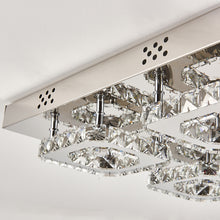 Load image into Gallery viewer, 4-Light Square Large-size Glamourous Crystal LED Ceiling Light