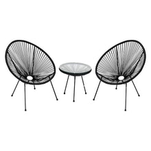 Load image into Gallery viewer, Garden 3 Pieces All Weather Acapulco Bistro Furniture Set Outdoor Table and Chairs 3pcs Rattan Patio Set String Egg Design Indoor and Outdoor