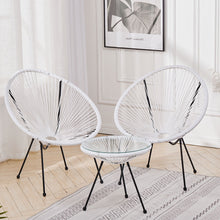 Load image into Gallery viewer, Garden 3 Pieces All Weather Acapulco Bistro Furniture Set Outdoor Table and Chairs 3pcs Rattan Patio Set String Egg Design Indoor and Outdoor