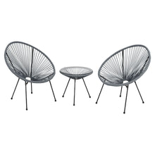 Load image into Gallery viewer, Garden 3 Pieces All Weather Acapulco Bistro Furniture Set Outdoor Table and Chairs 3pcs Rattan Patio Set String Egg Design Indoor and Outdoor