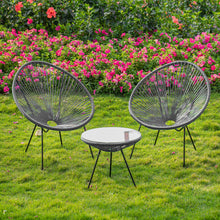 Load image into Gallery viewer, Garden 3 Pieces All Weather Acapulco Bistro Furniture Set Outdoor Table and Chairs 3pcs Rattan Patio Set String Egg Design Indoor and Outdoor