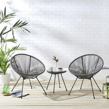 Load image into Gallery viewer, Garden 3 Pieces All Weather Acapulco Bistro Furniture Set Outdoor Table and Chairs 3pcs Rattan Patio Set String Egg Design Indoor and Outdoor