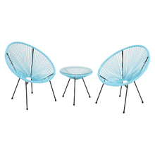 Load image into Gallery viewer, Garden 3 Pieces All Weather Acapulco Bistro Furniture Set Outdoor Table and Chairs 3pcs Rattan Patio Set String Egg Design Indoor and Outdoor