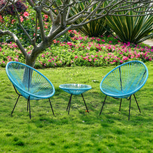 Load image into Gallery viewer, Garden 3 Pieces All Weather Acapulco Bistro Furniture Set Outdoor Table and Chairs 3pcs Rattan Patio Set String Egg Design Indoor and Outdoor