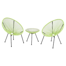 Load image into Gallery viewer, Garden 3 Pieces All Weather Acapulco Bistro Furniture Set Outdoor Table and Chairs 3pcs Rattan Patio Set String Egg Design Indoor and Outdoor