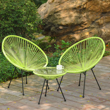 Load image into Gallery viewer, Garden 3 Pieces All Weather Acapulco Bistro Furniture Set Outdoor Table and Chairs 3pcs Rattan Patio Set String Egg Design Indoor and Outdoor