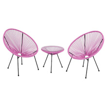 Load image into Gallery viewer, Garden 3 Pieces All Weather Acapulco Bistro Furniture Set Outdoor Table and Chairs 3pcs Rattan Patio Set String Egg Design Indoor and Outdoor