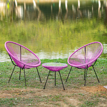 Load image into Gallery viewer, Garden 3 Pieces All Weather Acapulco Bistro Furniture Set Outdoor Table and Chairs 3pcs Rattan Patio Set String Egg Design Indoor and Outdoor