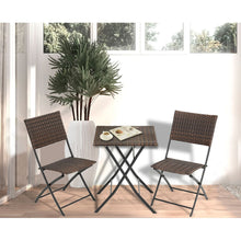 Load image into Gallery viewer, Set of 3 Rattan Garden Foldable Coffee Table and Chairs Set