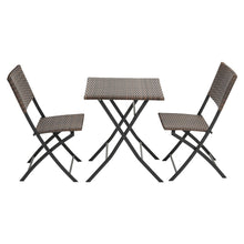 Load image into Gallery viewer, Set of 3 Rattan Garden Foldable Coffee Table and Chairs Set