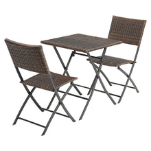 Load image into Gallery viewer, Set of 3 Rattan Garden Foldable Coffee Table and Chairs Set