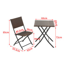 Load image into Gallery viewer, Set of 3 Rattan Garden Foldable Coffee Table and Chairs Set