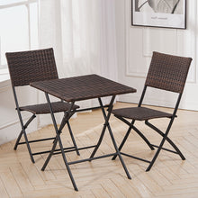 Load image into Gallery viewer, Set of 3 Rattan Garden Foldable Coffee Table and Chairs Set