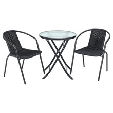 Load image into Gallery viewer, Outdoor Garden Dining Sets with 1Pcs Foldable Table and 2Pcs Black Rattan Chairs, LG0787LG0791
